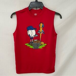 Athletic Works Boy's Red Kids Tank Top with Baseball Design Size Large